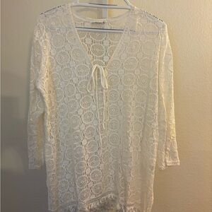 Elegant Cream Lace Swim Cover-Up. Cover tank or baithing suit